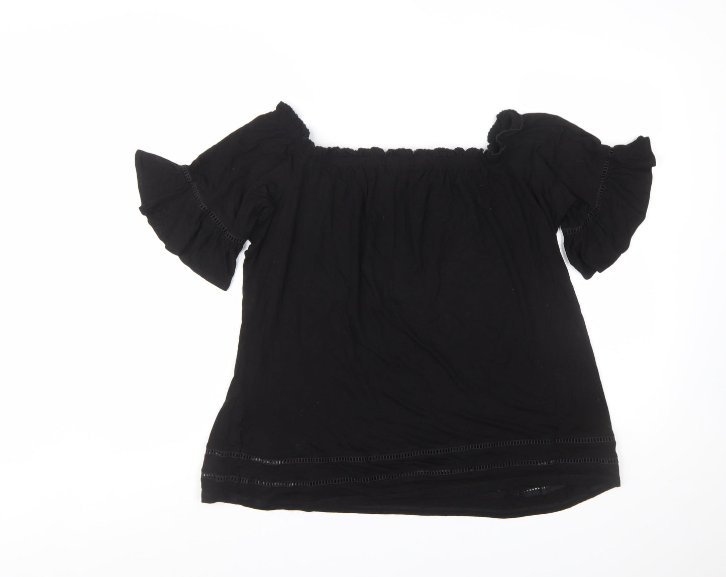 Next Women's Black Off Shoulder Ruffle Tunic Blouse Size 18