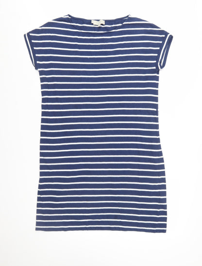 Hobbs Women Blue White Striped Cotton T-Shirt Dress Size 12