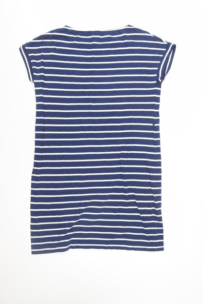 Hobbs Women Blue White Striped Cotton T-Shirt Dress Size 12
