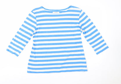 Seasalt Women’s Blue Striped Boat Neck 3/4 Sleeve Cotton Sailor Top Size 16