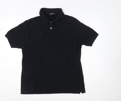 Marks and Spencer Men's Black Cotton Polo Shirt Medium Classic Fit