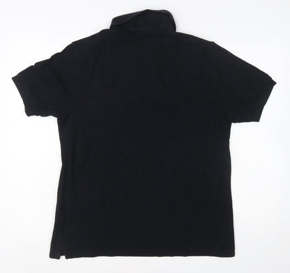 Marks and Spencer Men's Black Cotton Polo Shirt Medium Classic Fit