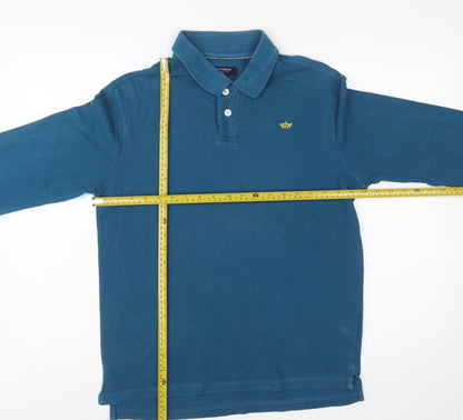Industrialize Men's Blue Long Sleeve Cotton Polo Shirt Size S