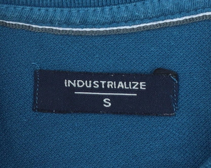 Industrialize Men's Blue Long Sleeve Cotton Polo Shirt Size S