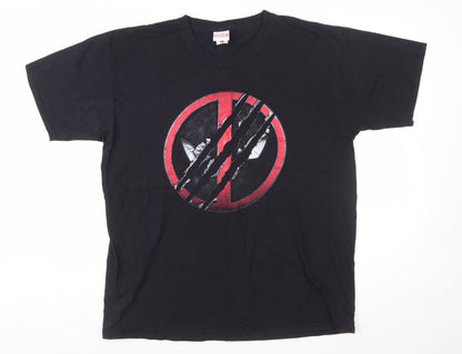 Marvel Men’s Black XL Deadpool Logo Short Sleeve Cotton T-Shirt