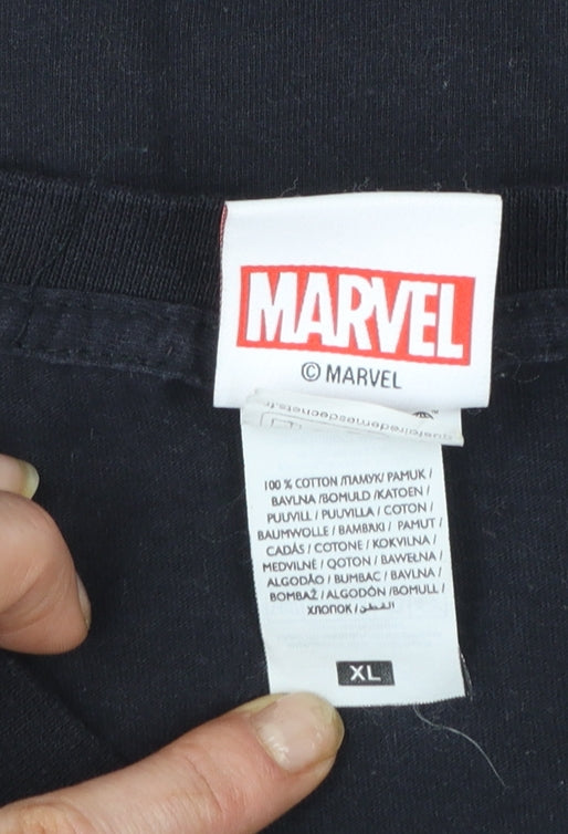 Marvel Men’s Black XL Deadpool Logo Short Sleeve Cotton T-Shirt