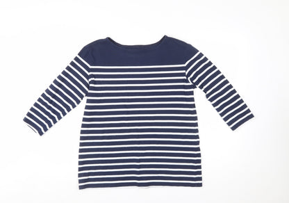 Seasalt Cornwall Women’s Blue White Striped Sailor Top UK 14 3/4 Sleeve