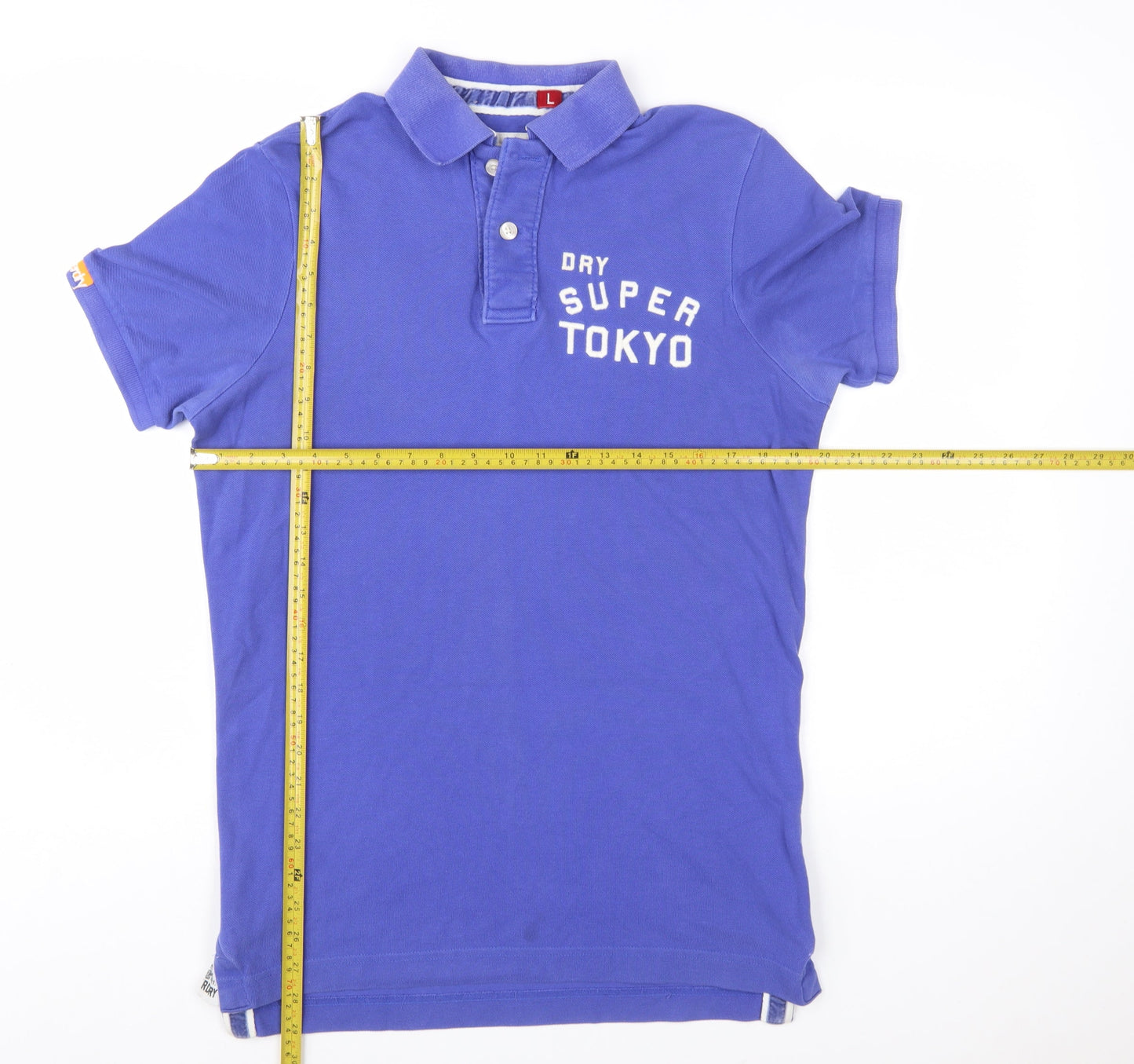 Superdry Men's Blue Tokyo Embroidered Logo Polo Shirt Size L