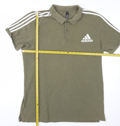 Adidas Men's Green XL Polo Shirt Short Sleeve Sports Logo