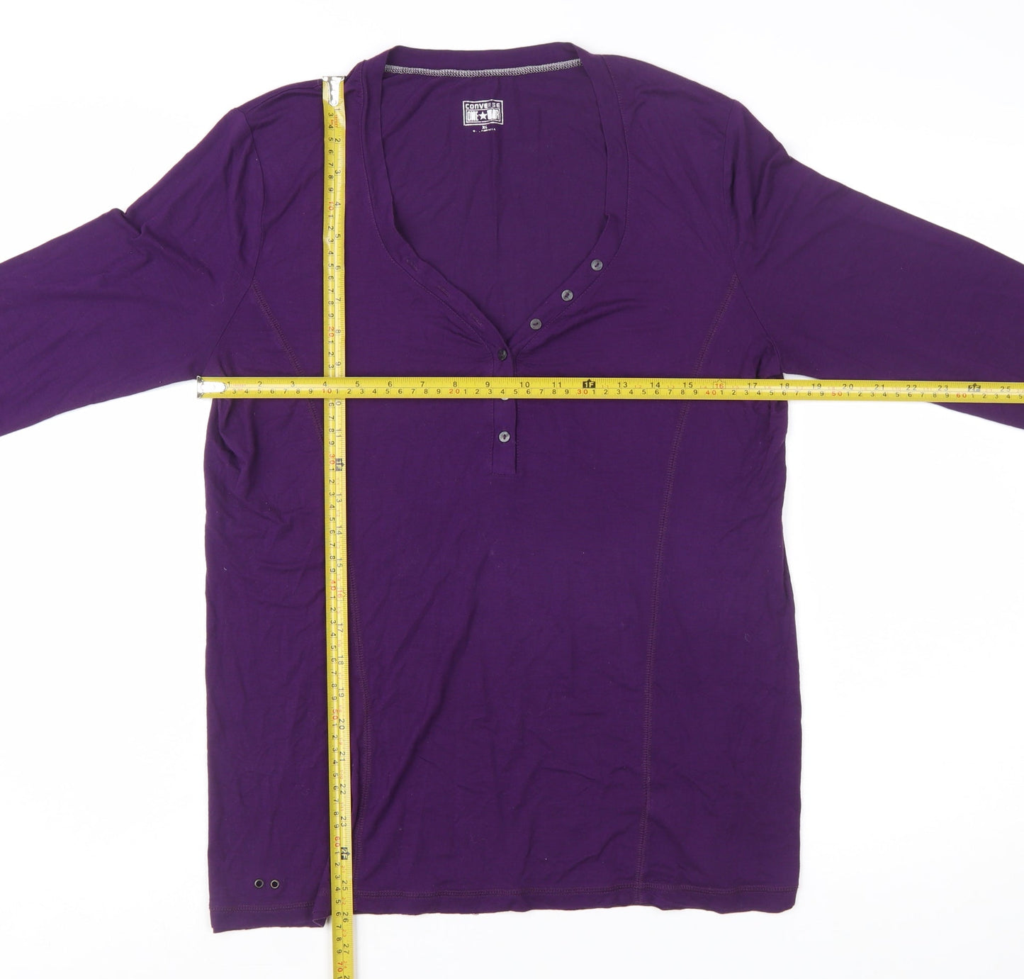 Converse Women’s Purple XL Long Sleeve Henley T-Shirt