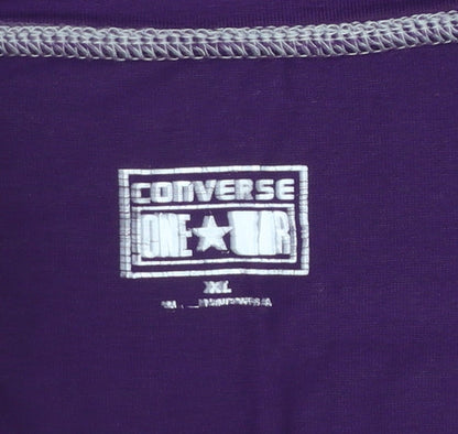 Converse Women’s Purple XL Long Sleeve Henley T-Shirt