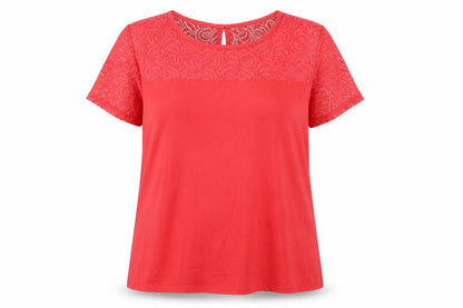 The Collection Debenhams Womens Red Lace Short Sleeve Tunic Blouse Size 22