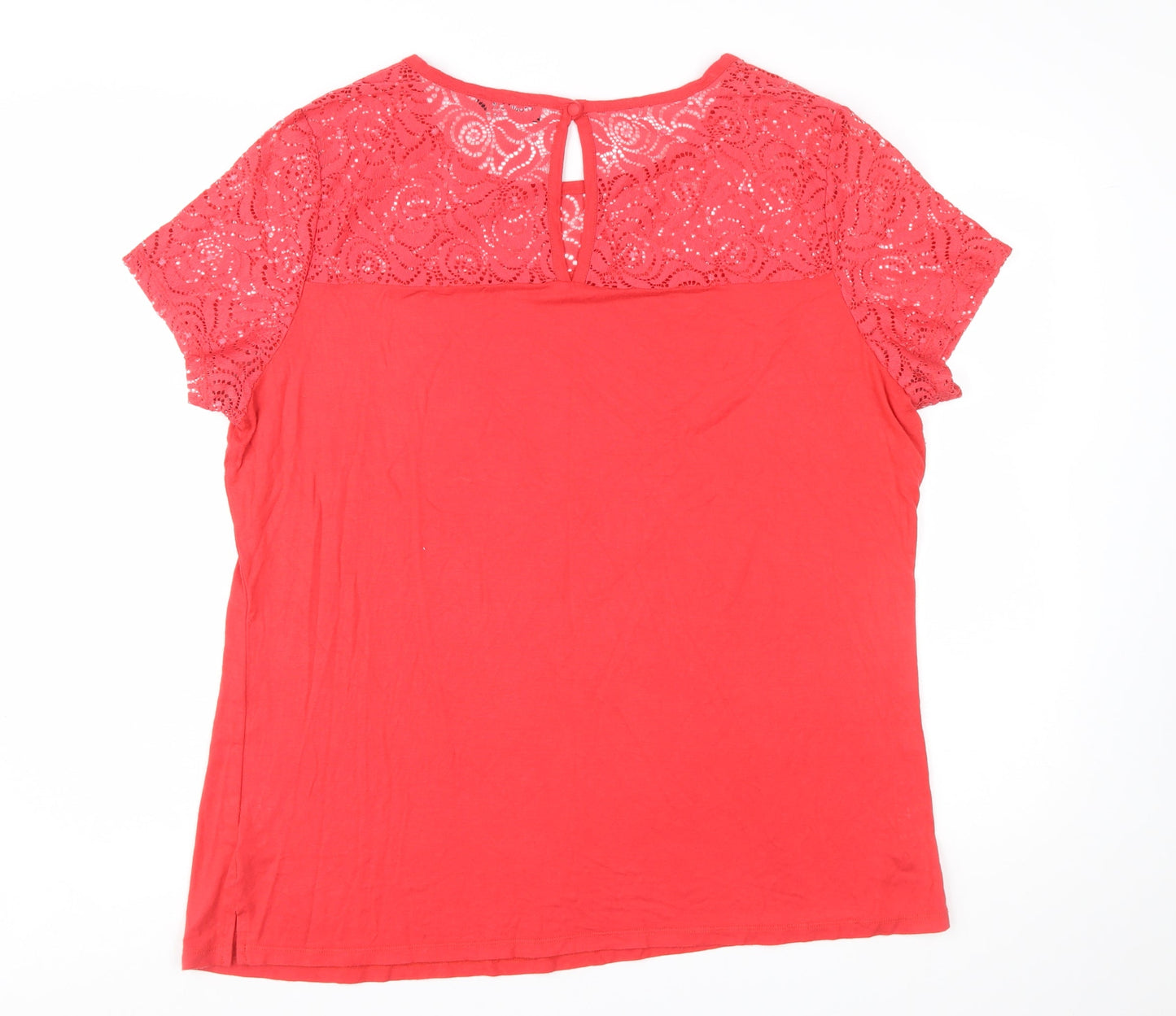 The Collection Debenhams Womens Red Lace Short Sleeve Tunic Blouse Size 22