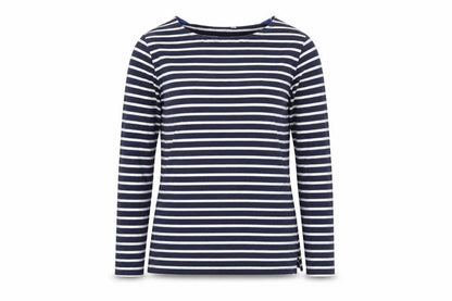 Boden Women Blue Striped Long Sleeve Cotton Boat Neck T-Shirt Size 12