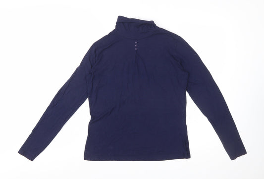 Green Lamb Women's Blue Roll Neck Long Sleeve Jersey Top Size 10