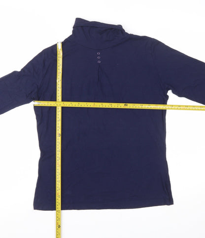 Green Lamb Women's Blue Roll Neck Long Sleeve Jersey Top Size 10