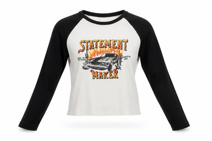Bershka Womens Multicoloured Cropped Long Sleeve Graphic T-Shirt L