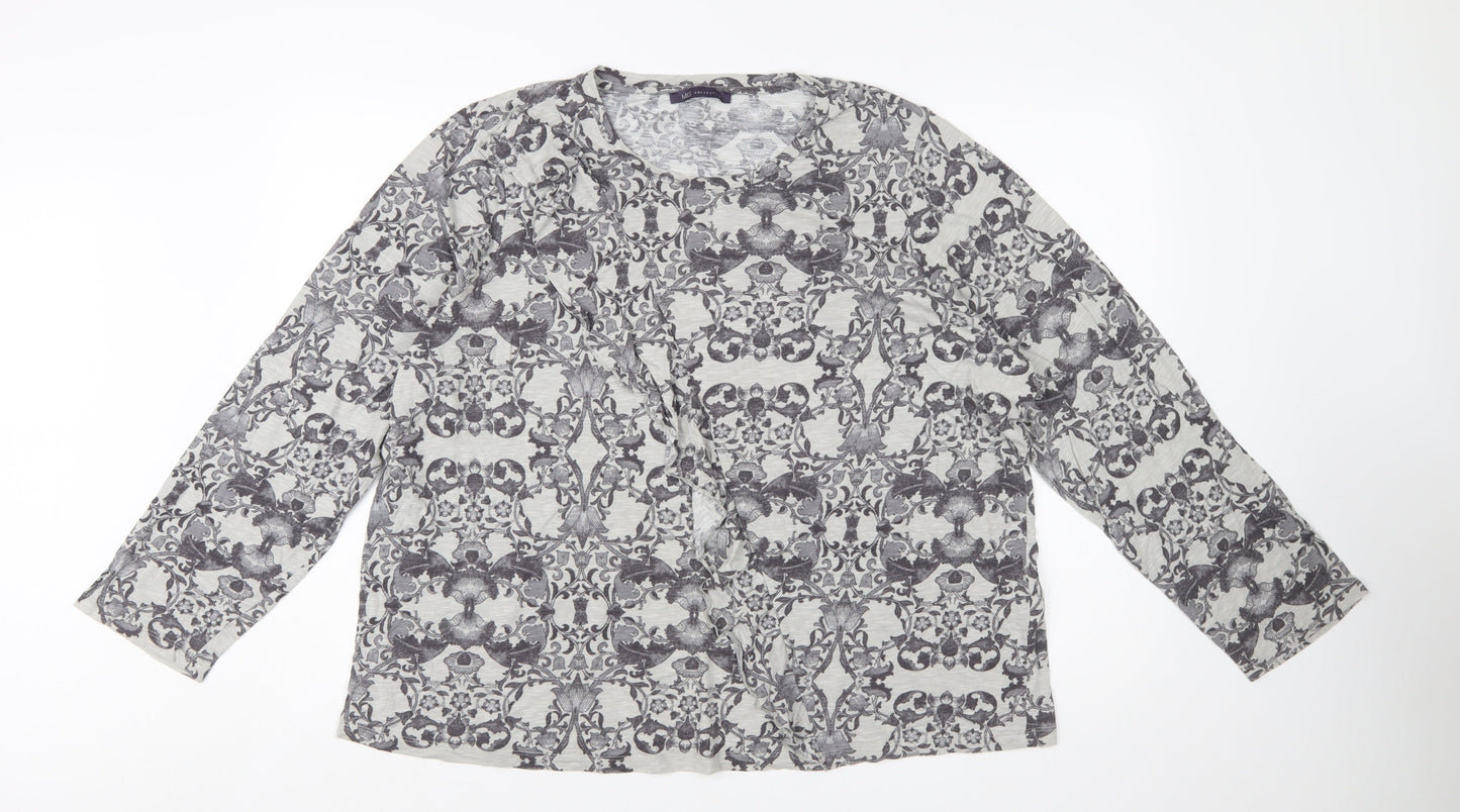 Marks and Spencer Women’s Grey Mix Long Sleeve Viscose Cotton T-Shirt UK 24