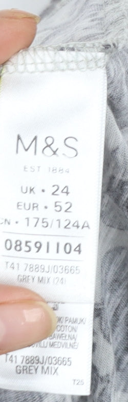 Marks and Spencer Women’s Grey Mix Long Sleeve Viscose Cotton T-Shirt UK 24
