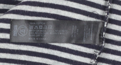 Maine New England Women's Blue Striped Cotton 3/4 Sleeve V-Neck Top Size 18