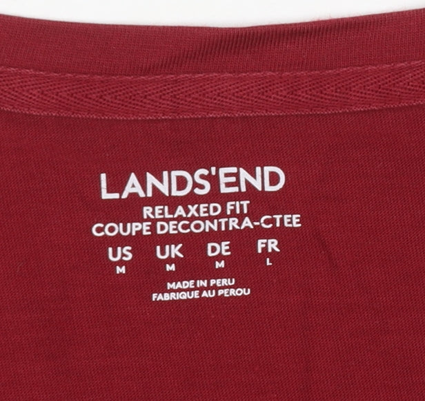 Lands' End Women's Red Long Sleeve Relaxed Fit Cotton T-Shirt M