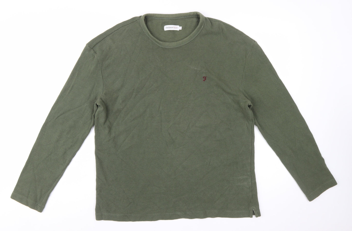 Farah 1920 Men's Green Cotton Long Sleeve Crew Neck Sweatshirt L