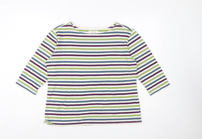 Seasalt Women’s Multicoloured Striped Sailor Top UK 16 3/4 Sleeve Cotton