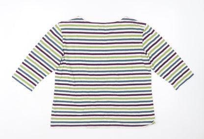 Seasalt Women’s Multicoloured Striped Sailor Top UK 16 3/4 Sleeve Cotton