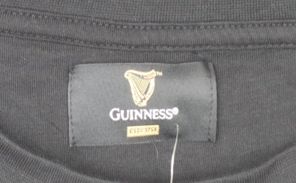 Guinness Men's Black Long Sleeve Cotton T-Shirt XL-2XL Beer Logo