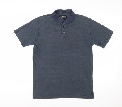 Billabong Men's Blue Striped Cotton Short Sleeve Polo Shirt Size M