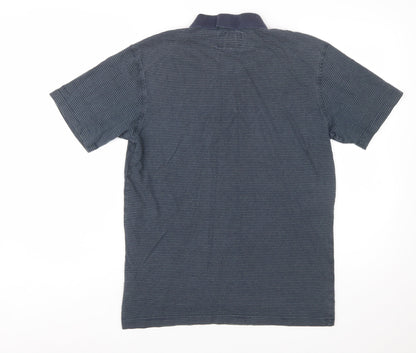 Billabong Men's Blue Striped Cotton Short Sleeve Polo Shirt Size M