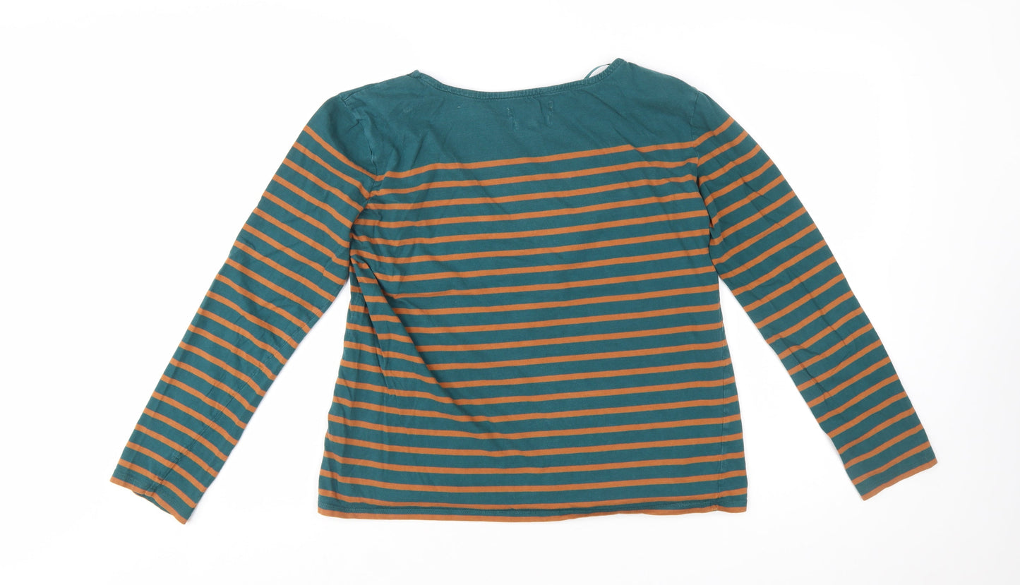 Seasalt Women's Blue Striped Organic Cotton Long Sleeve Sailor Shirt UK 14