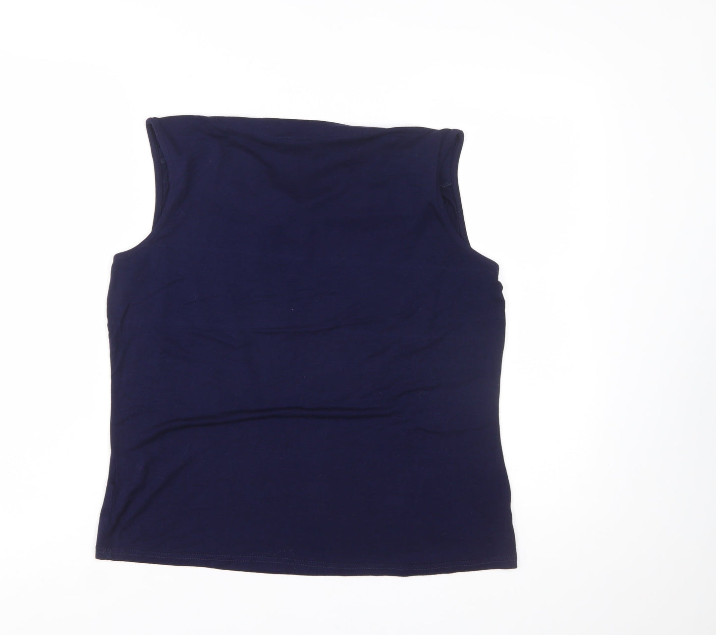 Klass Women's Blue Beaded Cowl Neck Sleeveless Camisole Top Size L