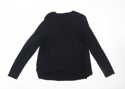 Next Women’s Black Striped Long Sleeve V-Neck Jersey Top Size 14