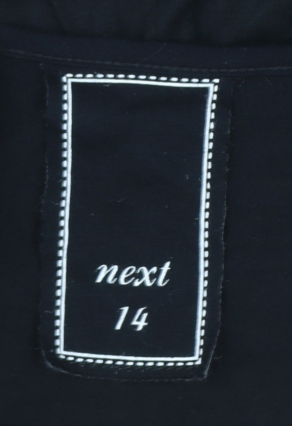 Next Women’s Black Striped Long Sleeve V-Neck Jersey Top Size 14