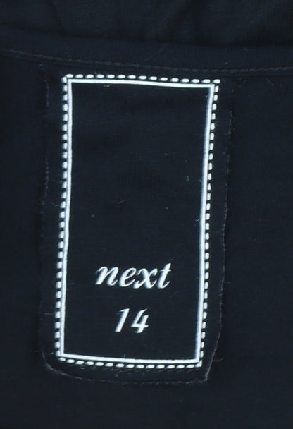 Next Women’s Black Striped Long Sleeve V-Neck Jersey Top Size 14
