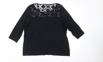 Marks and Spencer Women's Black Lace Panel Tunic Blouse UK 24