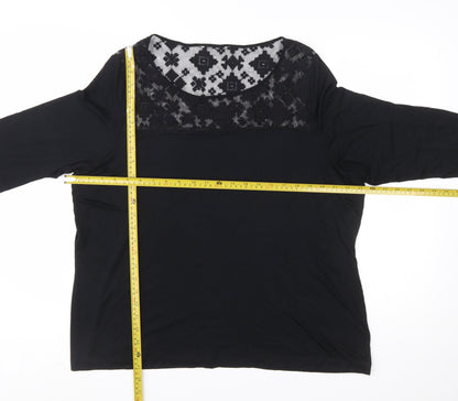 Marks and Spencer Women's Black Lace Panel Tunic Blouse UK 24