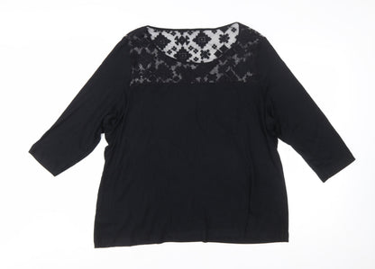 Marks and Spencer Women's Black Lace Panel Tunic Blouse UK 24