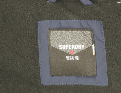 Superdry Men's Blue Hooded Puffer Jacket Size M Winter Zip Coat