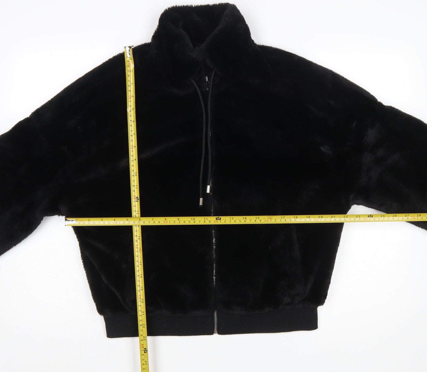 Missguided Women Black Faux Fur Bomber Jacket UK 12 Tall
