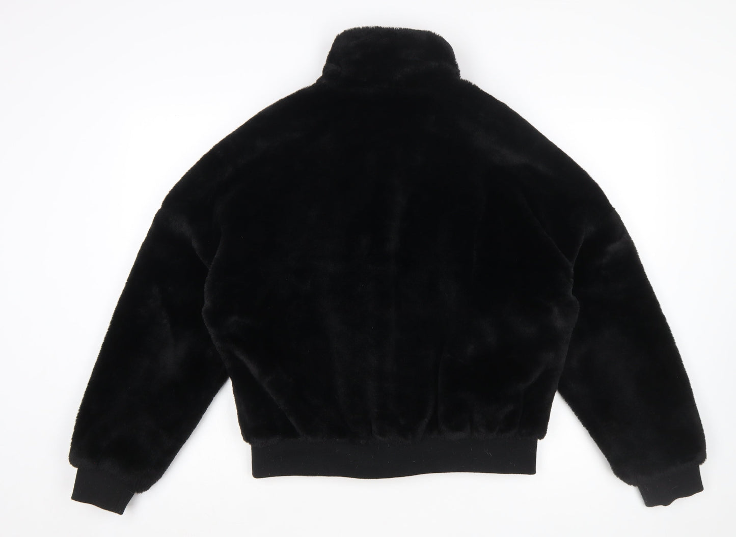 Missguided Women Black Faux Fur Bomber Jacket UK 12 Tall