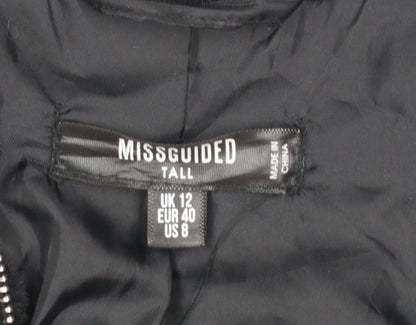 Missguided Women Black Faux Fur Bomber Jacket UK 12 Tall