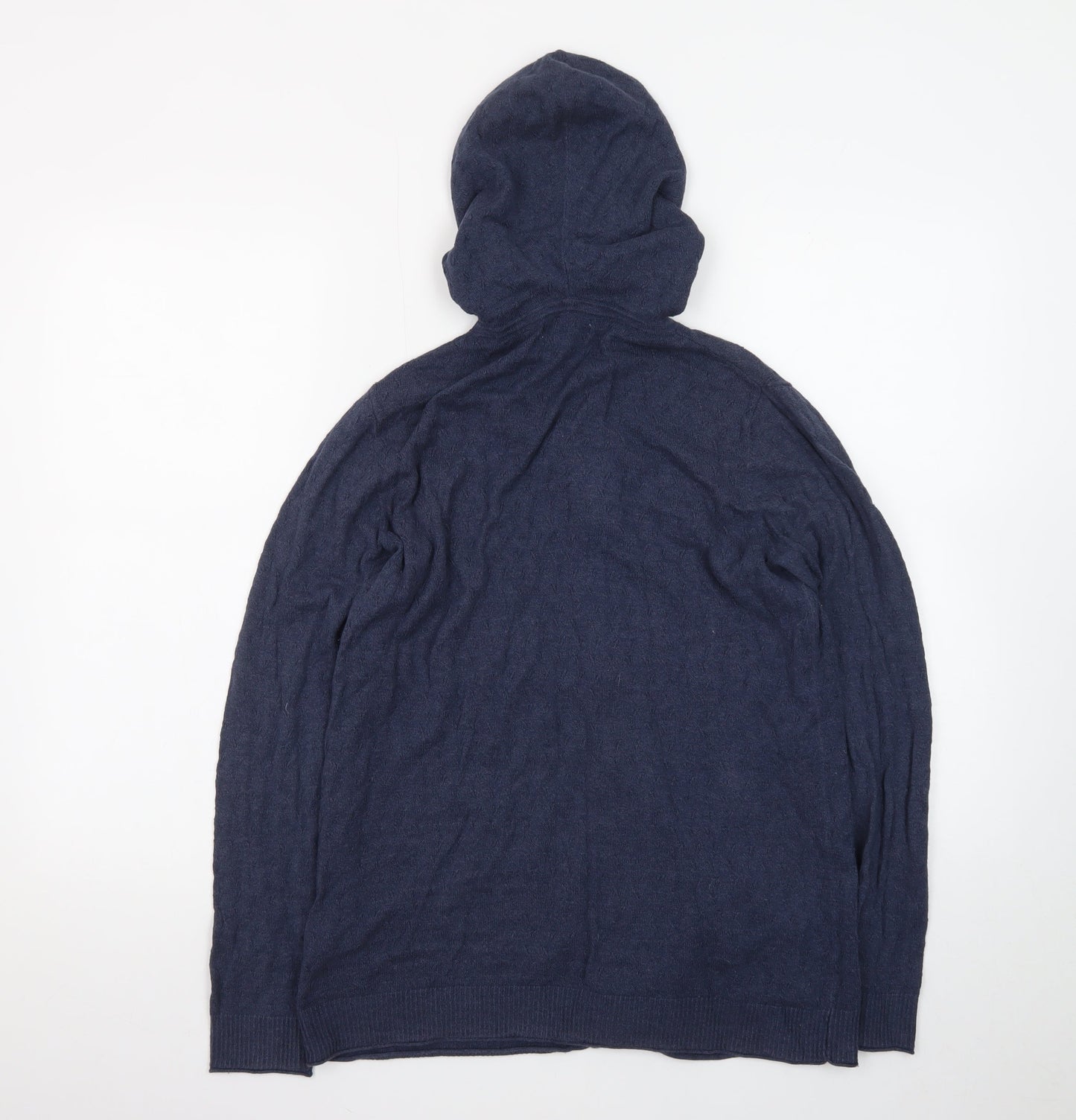 Fat Face Women's Blue Hooded Full Zip Cotton Wool Knit Jumper Size 12