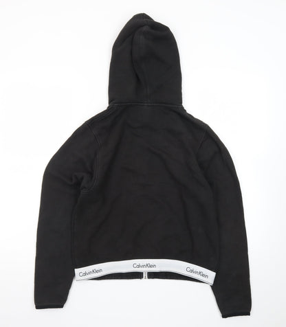 Calvin Klein Women's Black Hooded Sleepwear Zip Top M