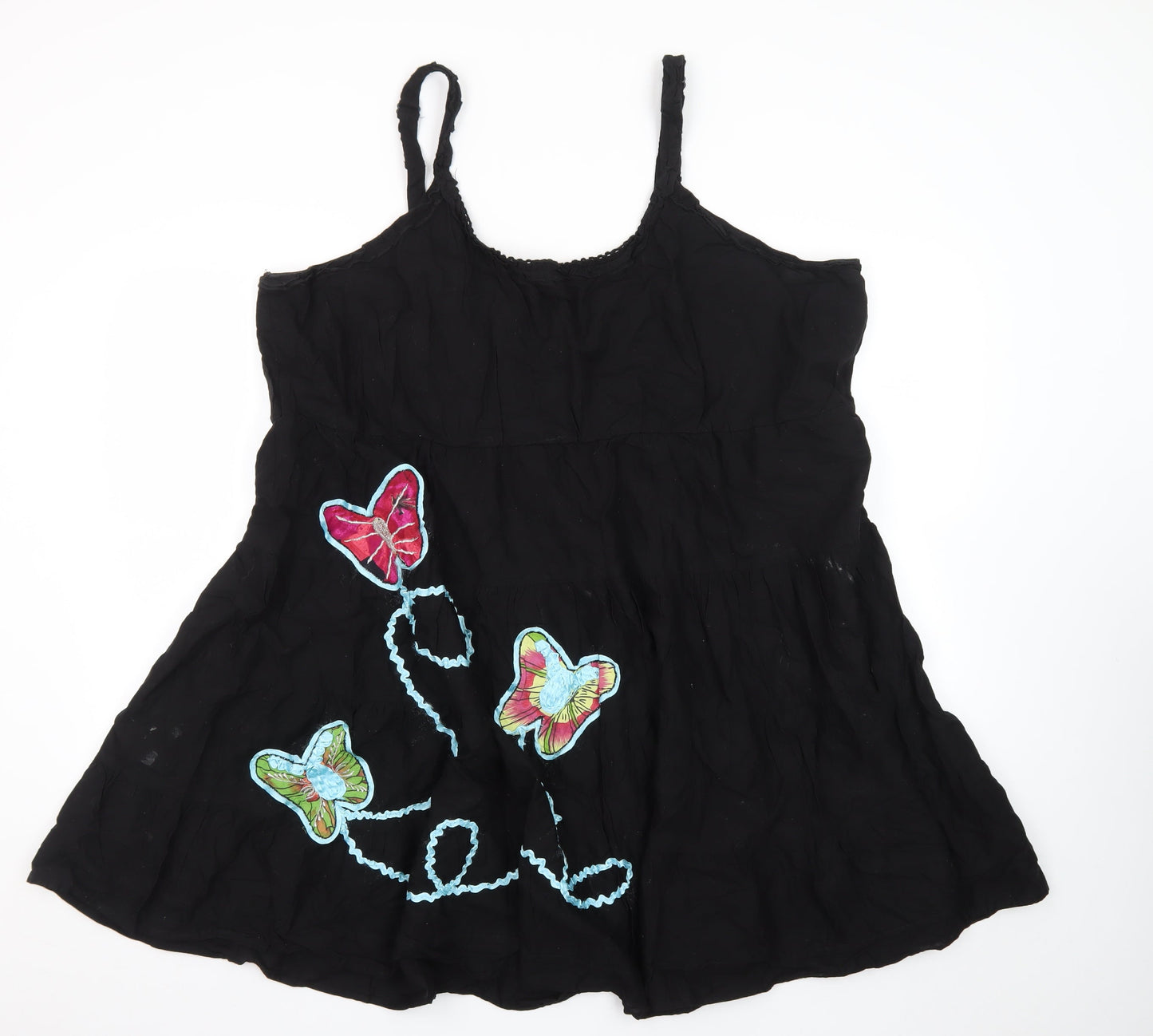 Joe Browns Womens Black Summer Slip Dress Size 26 Butterfly Embroidered
