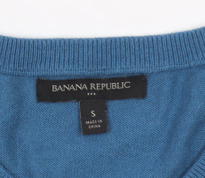 Banana Republic Women Blue Cotton Blend Cardigan Jumper Size S