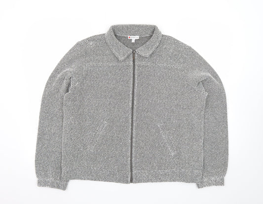 Street One Women's Grey Herringbone Zip Up Jacket Size 16