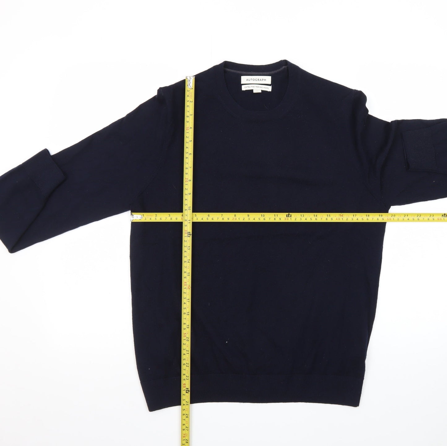 Marks and Spencer Men’s Blue Merino Wool Crew Neck Jumper L