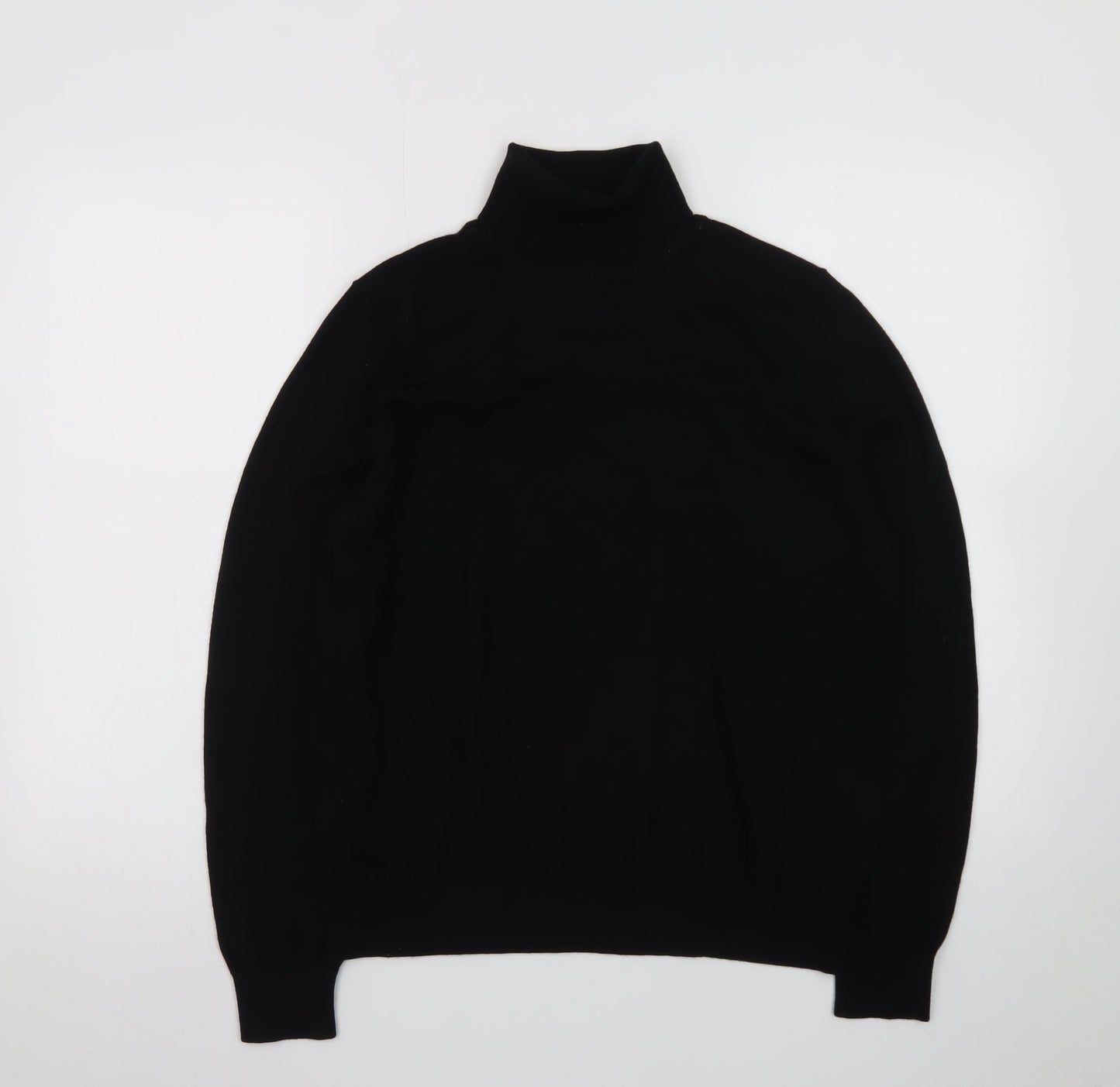 Marks and Spencer Men's Black Roll Neck Merino Wool Jumper Size L